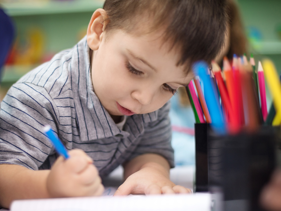 Boy toddler drawing