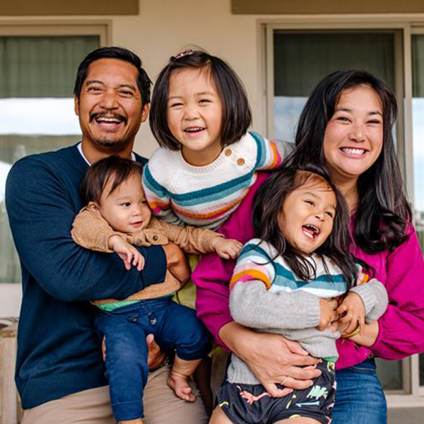 A family laughing