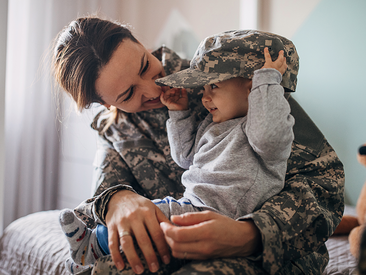 Military member with child