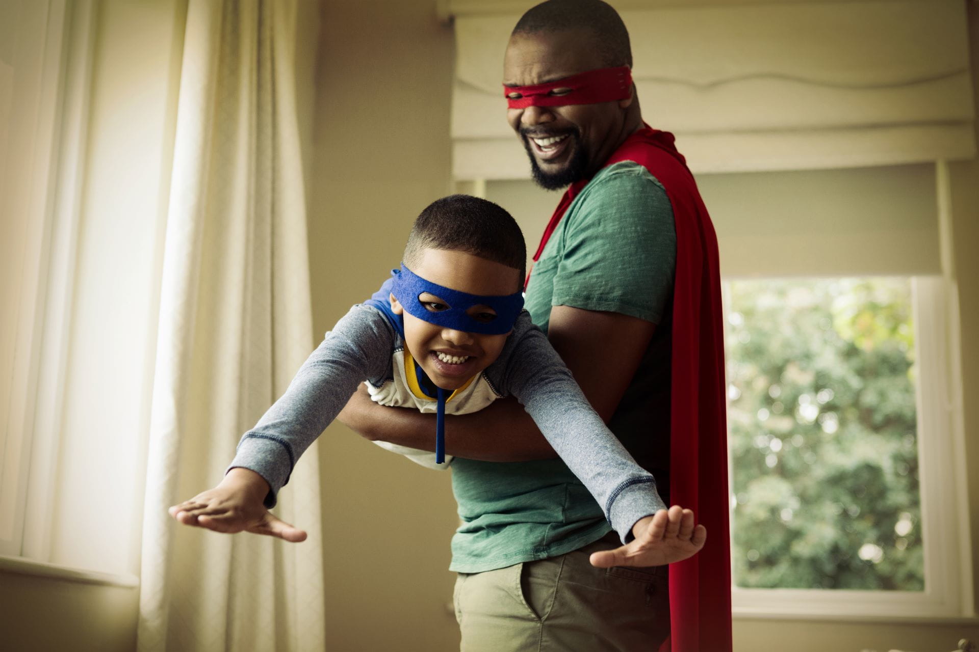 father and son having fun together