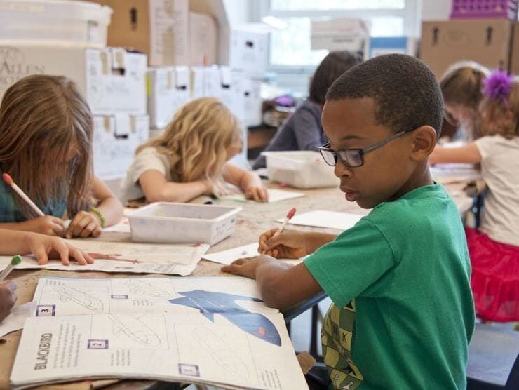 Students working on an art project